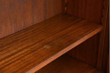 レトロ家具　昭和レトロ　シンプルなデザインの無垢材食器棚(収納棚、本箱、ブックケース)