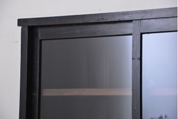 アンティーク家具　アンティーク　古い木のシックな二段重ね収納棚(飾り棚、食器棚)