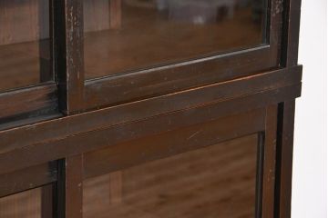 アンティーク家具　アンティーク　古い木のシックな二段重ね収納棚(飾り棚、食器棚)