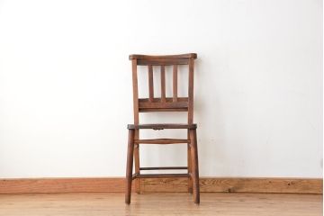 アンティーク家具　イギリスアンティーク　古い木のかわいらしいチャーチチェア(教会椅子/イス)