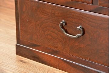アンティーク家具　古民具・骨董　三方欅材二段重ね　上質な美しい茶箪笥(収納棚)