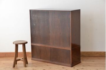 アンティーク家具　古民具・骨董　三方欅材二段重ね　上質な美しい茶箪笥(収納棚)