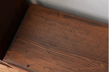 アンティーク家具　古民具・骨董　三方欅材二段重ね　上質な美しい茶箪笥(収納棚)