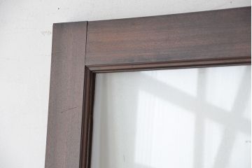 日本製　アンティーク　大正〜昭和初期　チーク材　重厚な大判ガラスドア(扉)