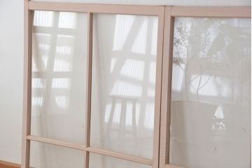 アンティーク　ペンキのはげたガラス引き戸2枚セット(建具・ガラス戸)