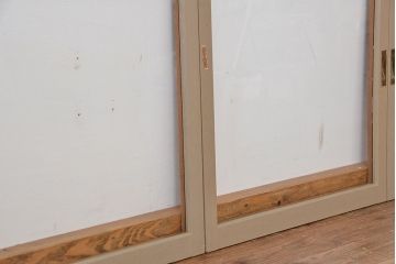 昭和レトロ　古いペンキのはげたシンプルなガラス戸4枚セット(1)