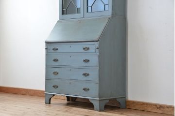 ヴィンテージ家具　イギリスビンテージ　1960年頃　アンティークペイント　かわいらしいビューローブックケース