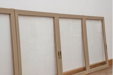 昭和レトロ　古いペンキのはげたシンプルなガラス戸4枚セット(2)