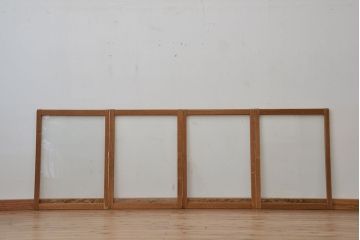 昭和レトロ　古いペンキのはげたシンプルなガラス戸4枚セット(2)