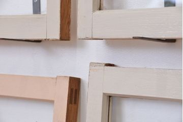昭和レトロ　古いペイントのシンプルな明り取り4枚セット