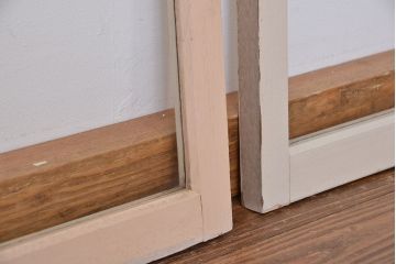 昭和レトロ　古いペイントのシンプルな明り取り4枚セット