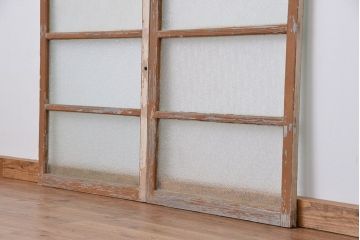 アンティーク ペンキの剥げたシンプルなガラス戸 2枚セット(3)(窓・引き戸)