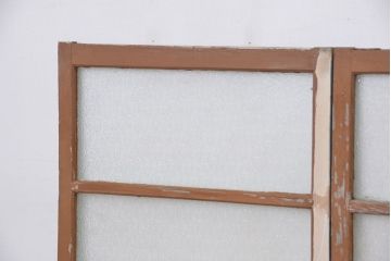 アンティーク ペンキの剥げたシンプルなガラス戸 2枚セット(3)(窓・引き戸)