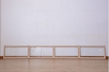 アンティーク建具　ペイント　昭和レトロな雰囲気漂うガラス戸4枚セット(明り取り、明かり取り、引き戸、窓)(R-011533)