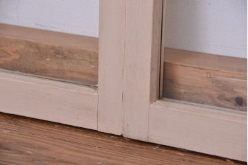 アンティーク建具　ペイント　昭和レトロな雰囲気漂うガラス戸4枚セット(明り取り、明かり取り、引き戸、窓)(R-011533)