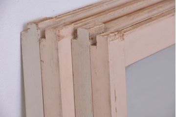 アンティーク建具　ペイント　昭和レトロな雰囲気漂うガラス戸4枚セット(明り取り、明かり取り、引き戸、窓)(R-011533)