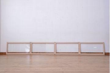 昭和レトロ　シンプルで背の低いペイントガラス戸4枚セット(2)(明り取り、引き戸)