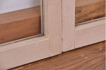 昭和レトロ　シンプルで背の低いペイントガラス戸4枚セット(2)(明り取り、引き戸)