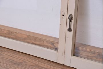 昭和レトロ　シンプルで背の低いペイントガラス戸4枚セット(2)(明り取り、引き戸)
