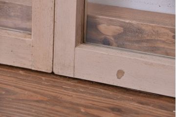 昭和レトロ　シンプルで背の低いペイントガラス戸4枚セット(3)(明り取り、引き戸)