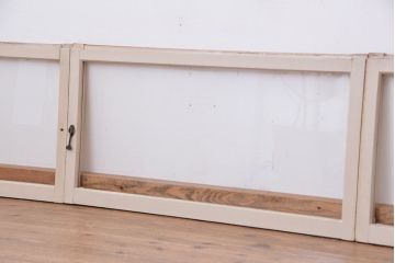 昭和レトロ　シンプルで背の低いペイントガラス戸4枚セット(3)(明り取り、引き戸)
