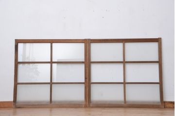 アンティーク　ペンキの剥げたガラス戸2枚セット(窓、引き戸)