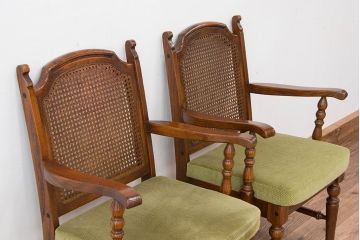 中古　1970年代　ナラ材のアームチェア(イス、椅子)