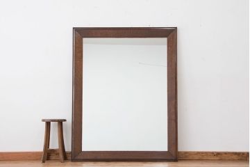 アンティーク雑貨　アンティーク　古いナラ材の特大ウォールミラー(壁掛け、鏡、姿見)