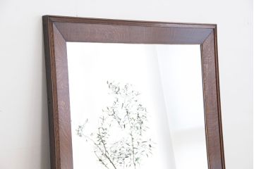 アンティーク雑貨　アンティーク　古いナラ材の特大ウォールミラー(壁掛け、鏡、姿見)