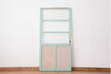 昭和レトロ　ペンキの剥げた古いガラス戸1枚(引き戸)