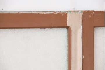 アンティーク　ペンキの剥げたシンプルなガラス戸2枚セット(R-011546)