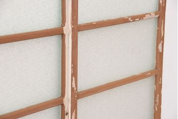 アンティーク　ペンキの剥げたシンプルなガラス戸2枚セット(R-011546)