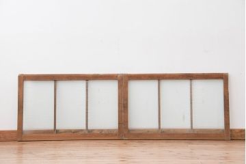 昭和レトロ　ペンキの剥げたモールガラス引き戸2枚セット(3)(ガラス、窓)
