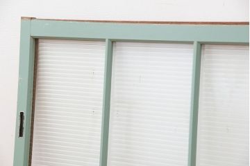昭和レトロ　ペンキの剥げたモールガラス引き戸2枚セット(4)(ガラス、窓)