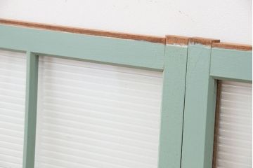 昭和レトロ　ペンキの剥げたモールガラス引き戸2枚セット(4)(ガラス、窓)