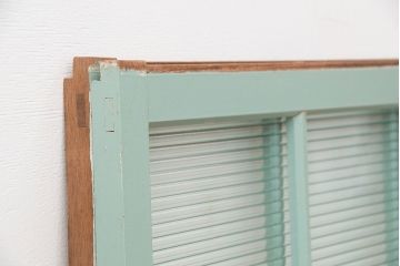 昭和レトロ　ペンキの剥げたモールガラス引き戸2枚セット(4)(ガラス、窓)
