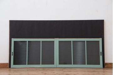 昭和レトロ　ペンキの剥げたモールガラス引き戸2枚セット(4)(ガラス、窓)