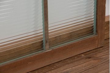 昭和レトロ　ペンキの剥げたモールガラス引き戸2枚セット(4)(ガラス、窓)