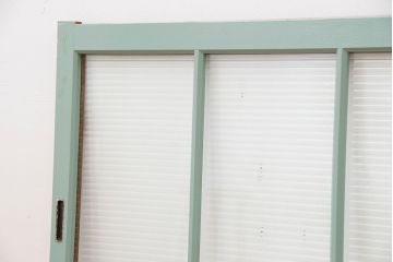 昭和レトロ　ペンキの剥げたモールガラス引き戸2枚セット(6)(ガラス、窓)