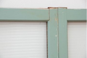 昭和レトロ　ペンキの剥げたモールガラス引き戸2枚セット(6)(ガラス、窓)