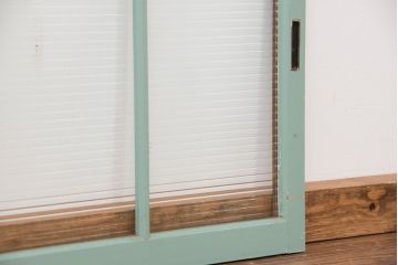 昭和レトロ　ペンキの剥げたモールガラス引き戸2枚セット(6)(ガラス、窓)