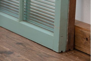 昭和レトロ　ペンキの剥げたモールガラス引き戸2枚セット(6)(ガラス、窓)