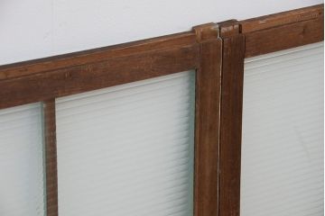 昭和レトロ　ペンキの剥げたモールガラス引き戸2枚セット(6)(ガラス、窓)