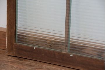 昭和レトロ　ペンキの剥げたモールガラス引き戸2枚セット(6)(ガラス、窓)