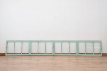 アンティークペイント　古いモールガラス引き戸4枚セット(窓)