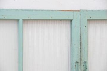 アンティークペイント　古いモールガラス引き戸4枚セット(窓)