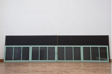 アンティークペイント　古いモールガラス引き戸4枚セット(窓)