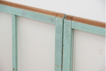 アンティークペイント　古いモールガラス引き戸4枚セット(窓)