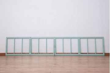 アンティークペイント　古いモールガラス引き戸4枚セット(窓)(2)
