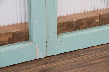 アンティークペイント　古いモールガラス引き戸4枚セット(窓)(2)
